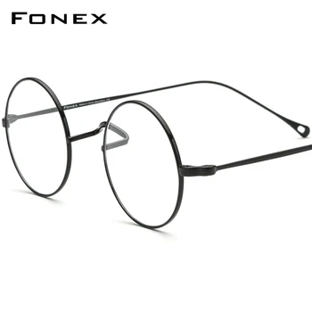 FONEX de Titânio Óculos de Armação Homens Vintage Rodada Miopia Óptico Prescrição de Óculos Mulheres 2021 Nova Titan Retro Óculos F85666