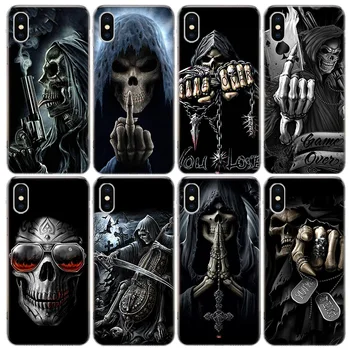 Grim Reaper Crânio de Esqueleto Caso de Telefone Para o Iphone da Apple 14 13 Pro Max 11 12 Mini SE DE 2020 X XR XS 8 7 Plus 6 6 5 5 Tampa do Shell C
