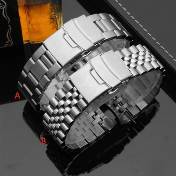 Homens de aço inoxidável relógio banda originalstype bracelete para relógio seiko skx007/009 SKX175 SKX173 20mm 22mm curva correia de relógio