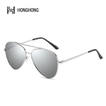 HONGHONG Marca Projetado Mulheres/Homens Vintage Polarizada Aviador Armação de Metal Piloto de Estilo de Óculos de Vidro do Espelho a Proteção UV400