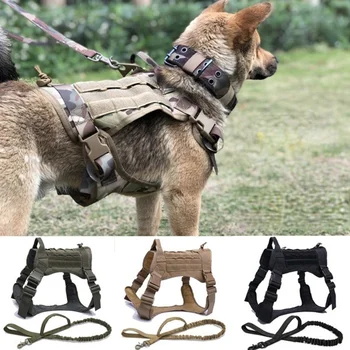 Impermeável Tático Militar Harness Dog Pet Formação Colete Cão Fivela De Metal Ajustável Espessamento Material Médio Grande Cão Colete 0