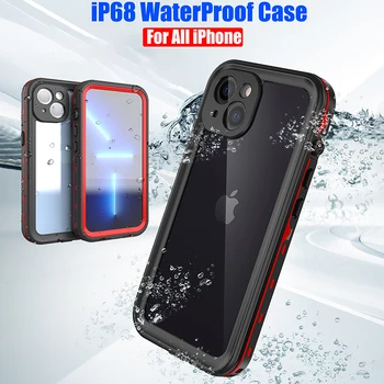 IP68 à prova d'água Para IPhone 14 13 12 11 Pro Max XS Max XR SE 678 Caso RedPepper Tampa transparente de Mergulho, Nadar debaixo d'água Esportes ao ar livre