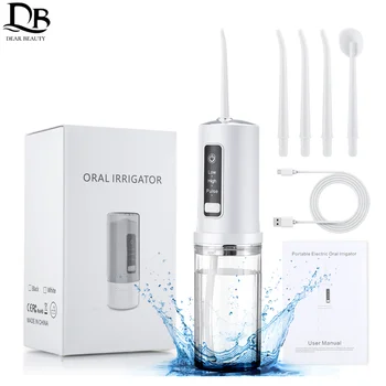 Irrigador Oral Recarregável USB Água Flosser Dental Portátil de Jacto de Água a 230ML 4 Bicos de Água do Tanque Impermeável os Dentes mais
