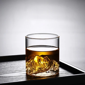 Japonês 3D Mountain Copo de Uísque Taça Transparente de Vidro do Uísque Geleira Vodka Vinho do Copo de Uísque Rock de Vidro Copos de Arte Gif