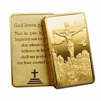Jesus O Cristianismo De Barras De Ouro, Estações Da Cruz Banhado A Ouro Lembranças Deus Ama As Pessoas Moedas Colecionáveis Coleção Medalha