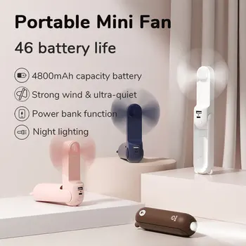 JISULIFE Ventilador Portátil Mini portátil Ventilador USB 4800mAh Recarga de Mão de Bolso Pequeno Ventilador com Potência de Banco Lanterna Recurso 0