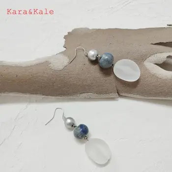 Kara&Kale Luz cor-de-pedra natural brincos de Lápis-lazúli brincos acessórios de moda feminina de jóias