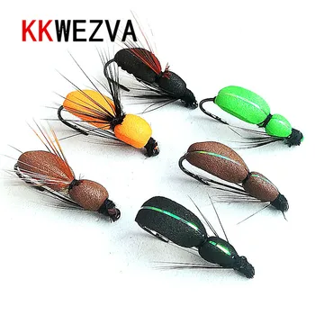 KKWEZVA 18pcs pesca com mosca atrai insetos seco flutuante tipo de inseto semelhante ao artificial voar isca isca Truta de pesca