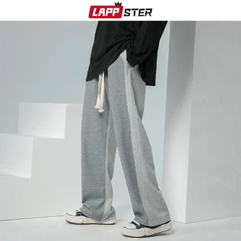 LAPPSTER Y2k Streetwear Calça com Retalhos Harajuku 2022 coreano Moda Preto Corredores de Algodão Casual Calças de Suor de Fatos de treino