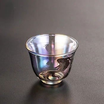Luxuriante Vidro Xícara de Chá de Vidro Resistente ao Calor Master Cup Esmalte Colorido de Vidro Transparente Xícara (chá Chinês de Kung Fu Conjunto de Chá 100ml
