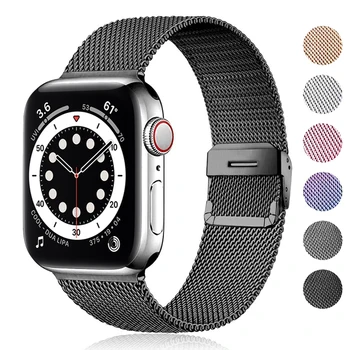 Milanese, alça Para Apple relógio 6 banda 44mm 40mm iWatch banda 42mm de 38mm de Metal de aço Inoxidável do bracelete para Apple Assista 5 4 3 2 SE