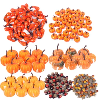 Mini Simulação Artificial De Abóbora De Halloween Feliz Decoração Prop Colheita De Outono Coroa De Flores De Outono Decoração Do Casamento De Ação De Graças