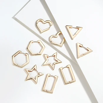 Minimalista Estrela Triângulo Rectângulo Geométricas Brincos para as Mulheres da Cor do Ouro Cobre o Coração do Amor do Hexágono Brincos Femininos 2020