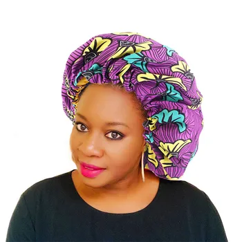 Moda de Impressão de Tamanho Grande Turbante Caps Africana de Cetim Hijab Bonnet Muçulmano Ankara-se Dashiki Noite de Sono Cap Mulheres Flor lenço de cabeça