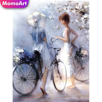 MomoArt 5D DIY Bordado de Diamante de Bicicleta Hobbies E Artesanato Diamante Pintura de Retrato Mosaico Venda Mulher de Decoração de Casa de Dom