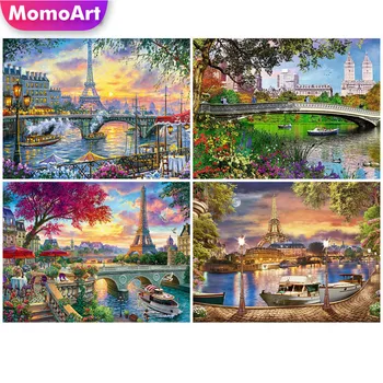 Momoart Completo A Praça Do Diamante Pintura Da Cidade De Diamante Do Bordado Torre Eiffel Imagem Mosaico Paris Cênica Strass Lembranças Artesanais