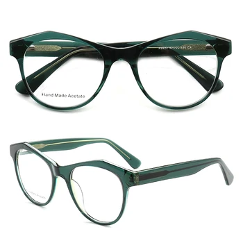 Mulheres Rodada Óptico de Armações de Moda masculina Especial acetato de Óculos com Armações vintage retro armações de óculos marrom verde 0