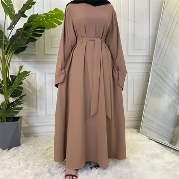 Muçulmano Moda Hijab Vestidos Longos Mulheres com Faixas de Cor Sólida Islã Roupas Abaya Africana Vestidos para Mulheres Musulman Djellaba