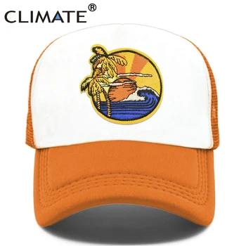O CLIMA de Vista para o Mar o Tampão do Trucker Hat Sandbeach Visão de Férias Tampa de Coco Férias Tampão do Engranzamento de Surf Nascer do sol do Mar Onda Legal Hat Cap