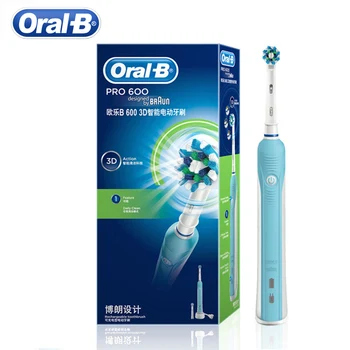 Oral B 3D Escova de dentes Elétrica PRO600 Higiene Oral Elétrico Recarregável escova de Dente Cabeças de Limpeza Profunda 3D Dentes Brancos Cabeça da Escova