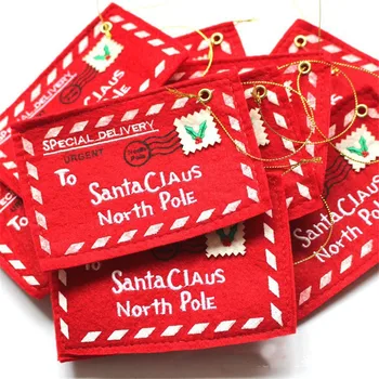 Papai Noel no Polo Norte de Natal Envelope Pingente de Enfeites de Árvore de Natal Pequena loja de Doces Sacos de Casa de Festa de Natal Deco 5Pcs