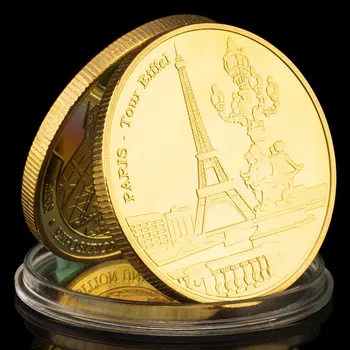 Paris-Tour Eiffel Colecionáveis Banhado A Ouro A Moeda Da Lembrança Famoso Edifício Coleção De Arte Moeda Comemorativa