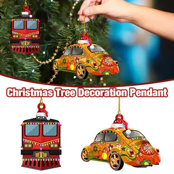 Personalizado Árvore de Natal Avião, Carro, Ônibus de Madeira Pendurado Pingente de Festa de Aniversário, Decoração de Casamento DIY Enfeites de Natal