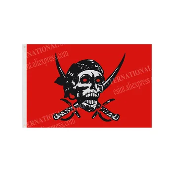 Pirate Bandeira Vermelha 90 x 150 cm 3 x 5 metros Filme de desenhos animados Banner Personalizado de Latão de Metal Furos de Ilhós a Decoração Interior E Exterior