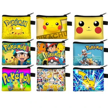 Pokemon Pikachu a Bolsa da Moeda do Cartoon Anime Impresso Moeda de Armazenamento de Chave Bolsa Carteira Portátil do Titular do Cartão de Embreagem para Crianças, Presentes de Natal