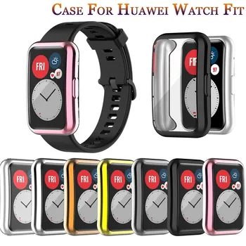 Protetor da tela o Caso para Huawei Assistir Ajuste TIA-B09 Ultra Slim TPU Macio Smartwatch Tampa para Huawei Ajuste de Protecção pára-choques Shell