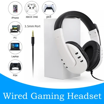 PS5 Wired Headset Gamer de PC de 3,5 mm Para Xbox um PS4 PC, PS3 NS Fones de ouvido Surround Sound Gaming Overear Laptop Tablet Gamer
