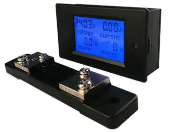 PZEM-051 DC Digital Amperímetro Voltímetro 6.5-100V 4 IN1 LCD Motocicleta Tensão de Alimentação de Corrente de Energia do Monitor Com 50A Shunt