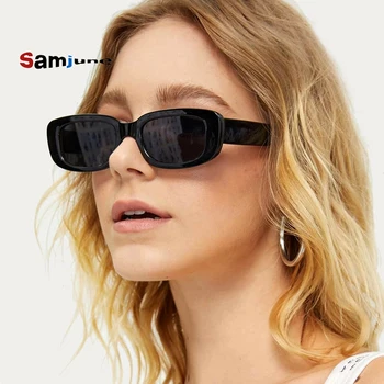Samjune Moda De Pequeno Retângulo De Quadro Óculos De Sol Das Mulheres Da Marca De Luxo Designer Retrô Praça De Óculos De Sol Feminino Gafas De Sol