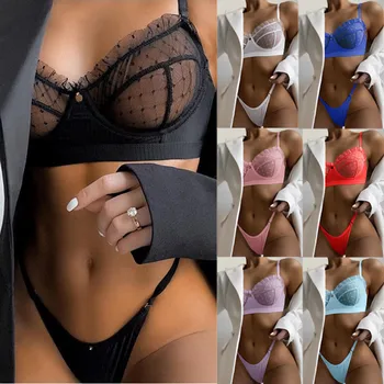Sensual de Lingerie de Mulher roupa interior Erótica Trajes de Ver Através de Sutiã de Renda G-String Conjunto de Lingerie Sexy Pornô Sexy de Roupas femininas