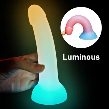 Silicone Luminosa Vibradores com ventosa Plug Anal Buttplug Brinquedos Sexuais para Adultos Vagina Massagem Anal Feminino Masturbador Sex Shop