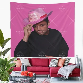 Sim Haw Sebastian Stan Com cor-de-Rosa de Aniversário Engraçado Meme Tapeçaria de Parede Decorativos Pendurados Tapeçaria, decoração de quarto de Carpete de Parede Esteira de Praia