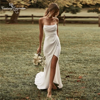 Simples Sexy Vestidos De Noiva Boho Sereia Vestido De Noiva De Alta Fenda Correias Sem Encosto Boêmio Vestidos De Noiva Vestidos De Noiva 2022
