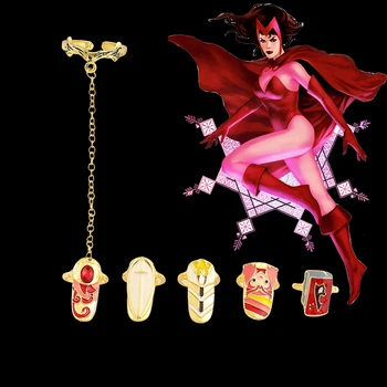 Super-herói Feiticeira Escarlate de Moda de Unhas de Anéis para as Mulheres Vingadores da Marvel Acessórios para a Menina Armadura de Anéis Y2k Presente da Jóia