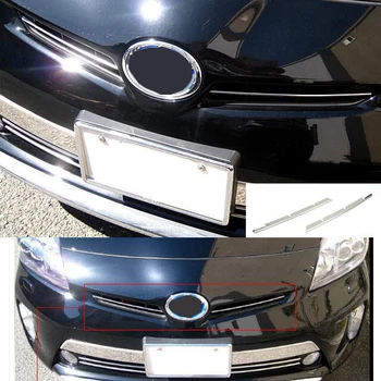 SUS304 Inoxidável e Grade Dianteira Guarnição Superior de Carro Estilo de cobre Acessórios Para Toyota Prius ZVW30 2012-2015