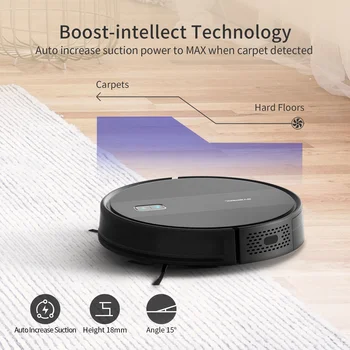 SYSPERL Robô Aspirador de pó, Robô de Varrição de Limpeza com Tecnologia de Mapeamento 2600Pa,wi-Fi/Alexa/Virtual Remoto Parede Carpete