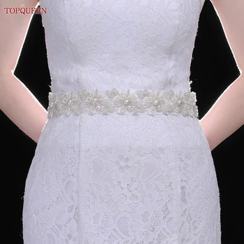 TOPQUEEN S219 Elegent Pérolas de Casamento Cintos de Senhoras Frisados de Cristal Acessórios de Noiva Vestido Formal Folha Flor Vestido de Apliques
