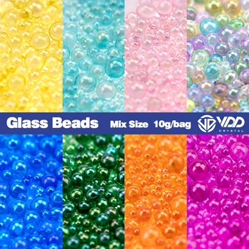 VDD 10g Contas de Vidro Caviar Mini-Bolha Bola Manicure Bolas de Vidro Micro Esferas Para o Globo de Silicone Molde de Enchimento Encantos da Arte do Prego 3D