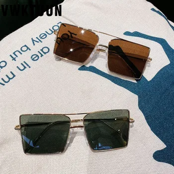VWKTUUN Praça Óculos de sol dos Homens Dirigindo Grande Óculos de sol Vintage Driver de óculos de Sol Para Mulheres de Feixe duplo ShadesMetal Óculos de Armação