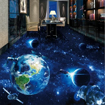 wellyu Personalizado pisos pintura universo galaxy earth 3D de banho sala de estar, quarto andar pintura de decoração de papel de parede