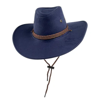 Western grande chapéu de cowboy de camurça de lã chapéu de homens e mulheres com grande borda do chapéu fedora exterior passeio de jazz, chapéu alto e atacado