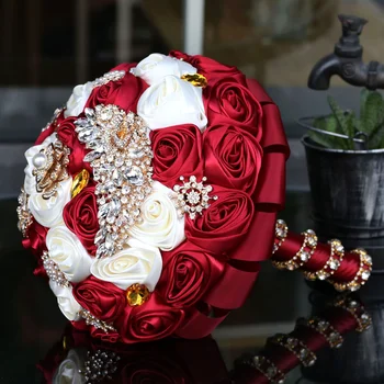 WifeLai-Um Elegante Vermelho Escuro de Noiva, Bouquets de Casamento Brilhando Broche de Cristal Segurando Bouquets de Casamento W375G