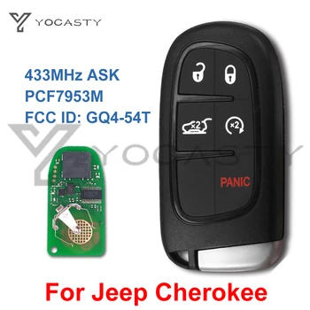 YOCASTY GQ4-54T 433MHz 5 Botões ID4A Smart Remote Chave do Carro Fob Para 2014 2015 2017 Jeep Cherokee 68141580 AC AF AG AB PCF7953M