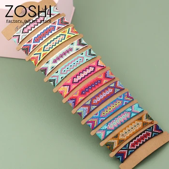 ZOSHI Boho Longa Borla Pulseira de Tecido de Férias de Moda Praia Bracelete Colorido Étnico Pulseira para Homens e Mulheres 0