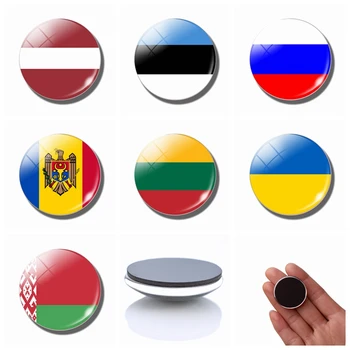Ímã de geladeira Bandeira Bielorrússia, Estónia, Letónia, Lituânia, Rússia, Ucrânia, Moldávia, Leste Europeu Bandeira Nacional 30Mm de Vidro Magnético S