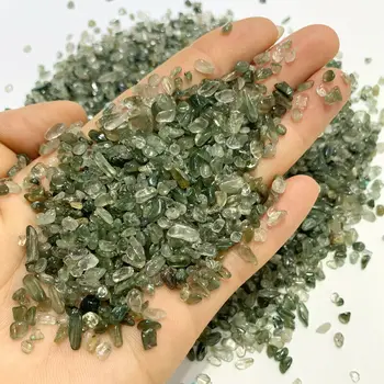 50g Verde Natural Quartzo Rutilated Cascalho, Pedra de Cristal de Cabelo Quartzo Amostra E27 Pedras Naturais e Minerais 1